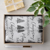 Kerstzwart-witte Kerstmis Rustige pineboom Tissuepapier (Geschenk)