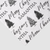 Kerstzwart-witte Kerstmis Rustige pineboom Tissuepapier (Detail)