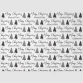 Kerstzwart-witte Kerstmis Rustige pineboom Tissuepapier (Voorkant)