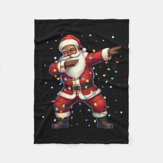 Kerstzwarte Amerikaanse Dabbing Santa Cla Fleece Deken (Voorkant)