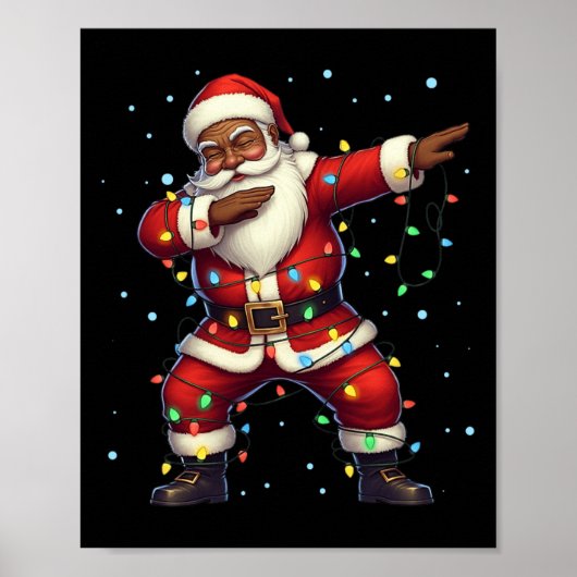 Kerstzwarte Amerikaanse Dabbing Santa Cla Poster (Voorkant)