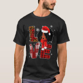 Kerstzwarte Amerikaanse kostuum Santa Mel T-shirt (Voorkant)