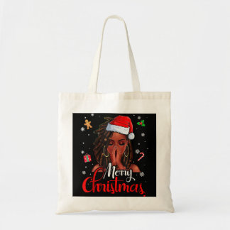 Kerstzwarte Amerikaanse kostuum Santa Mel Tote Bag