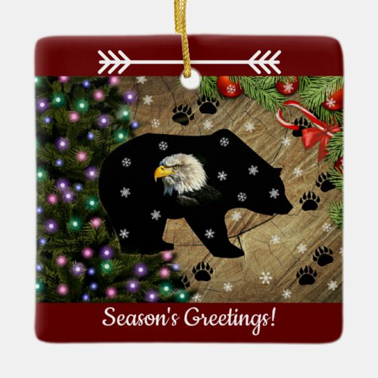 Kerstzwarte Beer Eagle Spirits Keramisch Ornament (Voorkant)