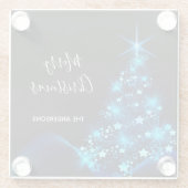 Kerstzwarte blauwe moderne garnaal naam glazen onderzetter (Achterkant)