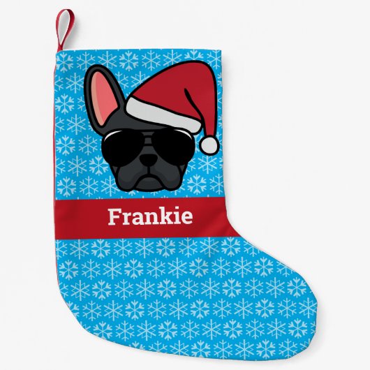 Kerstzwarte Bulldog Kleine Kerstsok (Voorkant)