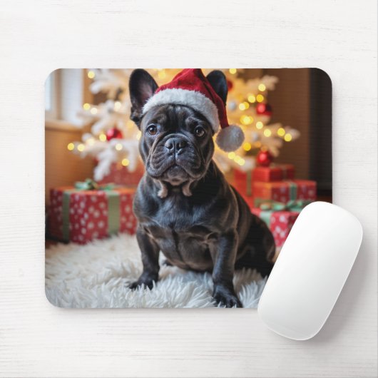 Kerstzwarte Bulldog Muismat (Met muis)