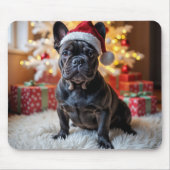 Kerstzwarte Bulldog Muismat (Voorkant)