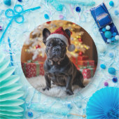 Kerstzwarte Bulldog Papieren Bordje (Feest)