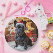 Kerstzwarte Bulldog Papieren Bordje (Feest)