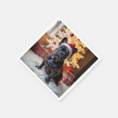 Kerstzwarte Bulldog Servet (Hoek)