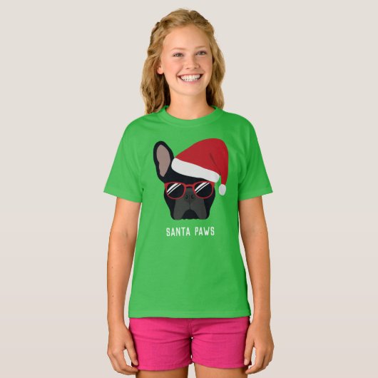 Kerstzwarte Bulldog T-Shirt (Voorkant volledig)