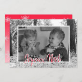 Kerstzwarte en witte fotokaart Joyeux Noël (Voorkant / Achterkant)