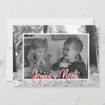 Kerstzwarte en witte fotokaart Joyeux Noël