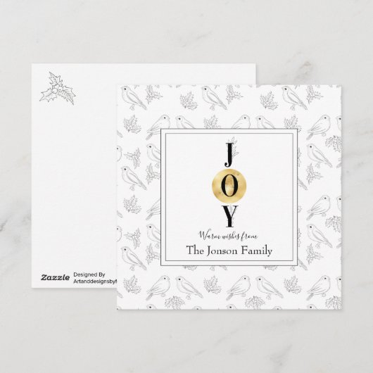 kerstzwarte goudbloem feestdagenkaart (Voorkant / Achterkant)