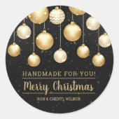 Kerstzwarte goudhandheld voor u ronde sticker (Voorkant)