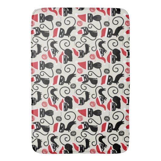 Kerstzwarte kat badmat (Voorkant Verticaal)