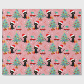 Kerstzwarte kat cadeaupapier (Vlak)