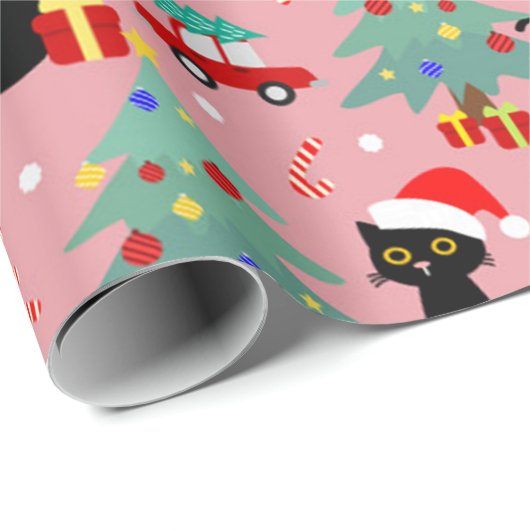 Kerstzwarte kat cadeaupapier (Rol Hoek)