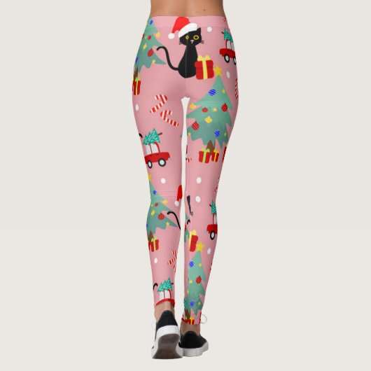 Kerstzwarte kat leggings (Achterkant)