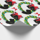 Kerstzwarte kat met rode kaak cadeaupapier (Hoek)