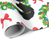 Kerstzwarte kat met rode kaak cadeaupapier (Rol Hoek)