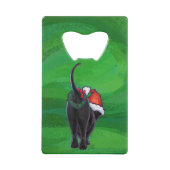 Kerstzwarte kat op groen creditkaart flessenopener (Achterkant)