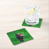 Kerstzwarte kat op groen kartonnen onderzetters (Insitu)