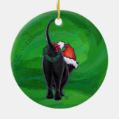 Kerstzwarte kat op groen keramisch ornament (Achterkant)