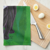 Kerstzwarte kat op groen theedoek (Quarter Fold)