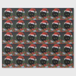 Kerstzwarte kat Santa Claus Funny Creationarts Cadeaupapier