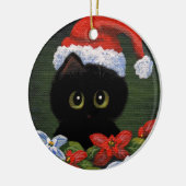 Kerstzwarte kat Santa Claus Funny Creationarts Keramisch Ornament (Links)