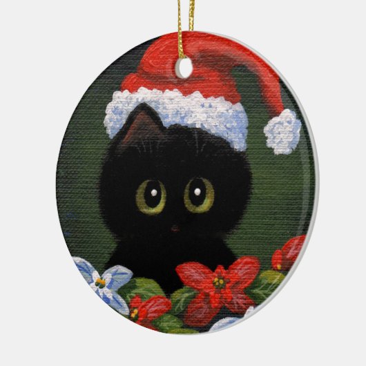 Kerstzwarte kat Santa Claus Funny Creationarts Keramisch Ornament (Links)