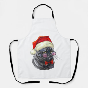 Kerstzwarte kat schort