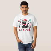 Kerstzwarte kat t-shirt (Voorkant volledig)