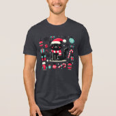 Kerstzwarte kat Tri-Blend shirt (Voorkant)