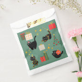 Kerstzwarte katten bedankzakje (Gezegeld)