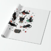 Kerstzwarte katten cadeaupapier (Uitgerold)