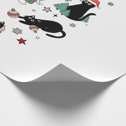 Kerstzwarte katten cadeaupapier (Hoek)