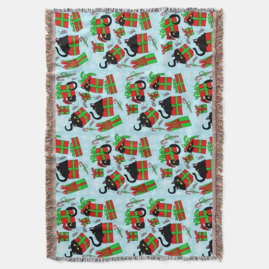 Kerstzwarte katten deken (Voorkant Verticaal)