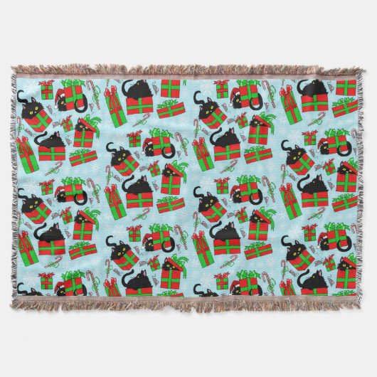 Kerstzwarte katten deken (Voorkant)
