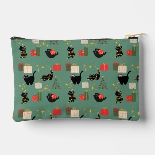 Kerstzwarte katten etui (Achterkant)