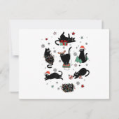 Kerstzwarte katten feestdagenkaart (Voorkant)