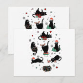 Kerstzwarte katten feestdagenkaart (Voorkant / Achterkant)