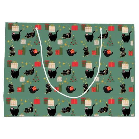 Kerstzwarte katten groot cadeauzakje (Achterkant)