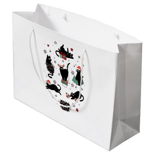 Kerstzwarte katten groot cadeauzakje (Achterkant Gekanteld)
