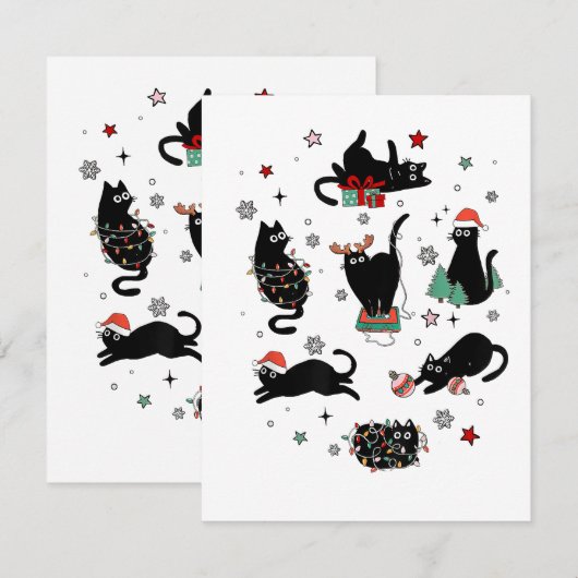 Kerstzwarte katten informatiekaartje (Voorkant / Achterkant)