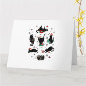 Kerstzwarte katten kaart (Gele Bloem)