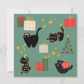 Kerstzwarte katten kaart (Voorkant)