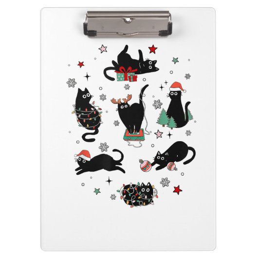 Kerstzwarte katten klembord (Voorkant)